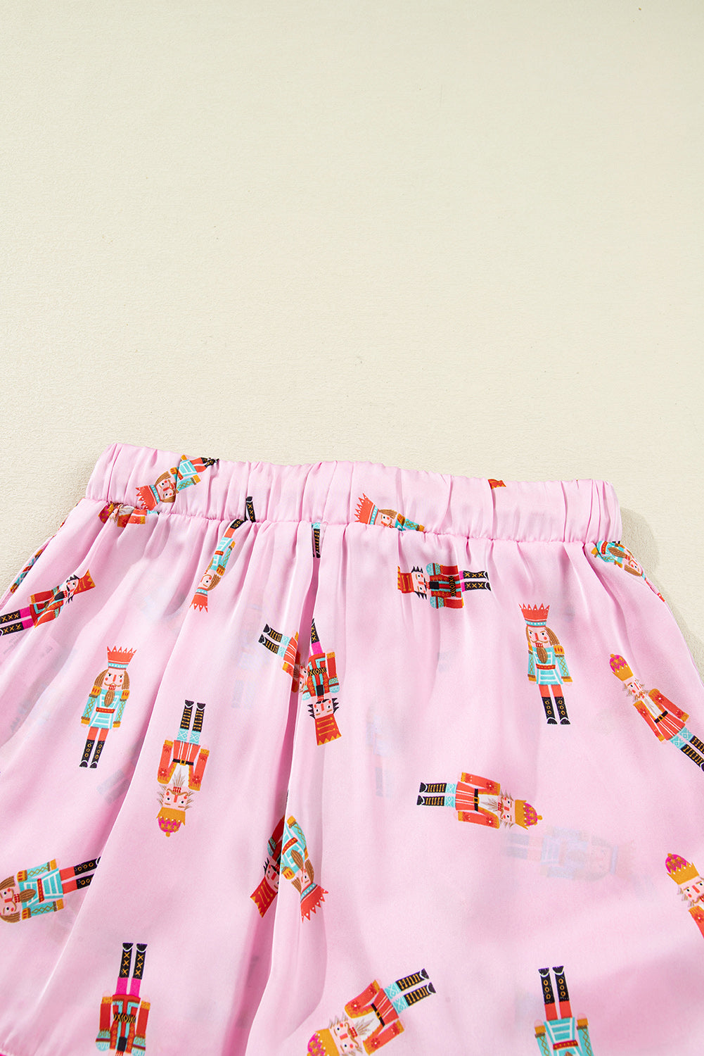 Pink Nutcracker Print Two Piece Pajama Set Contrast Trim Bow Dear-Lover Dropshipping